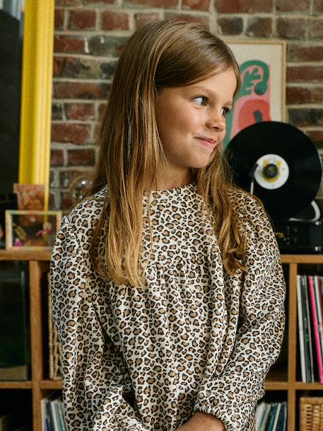 Long-sleeved dress for girls ecru+navy blue - vertbaudet enfant 