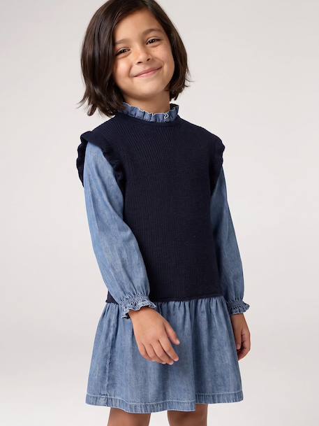2-in-1 Dress for Girls navy blue - vertbaudet enfant 