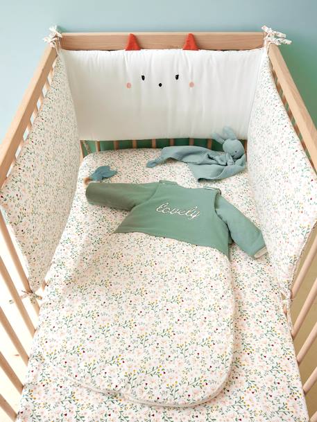 Dual Fabric Baby Sleep Bag with Removable Sleeves, FLEURETTES Green - vertbaudet enfant 