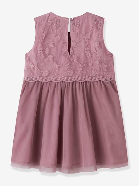 Robe bébé sans manches en tulle avec broderie name it écru+mauve - vertbaudet enfant 