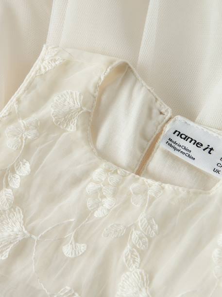 Robe bébé sans manches en tulle avec broderie name it écru+mauve - vertbaudet enfant 