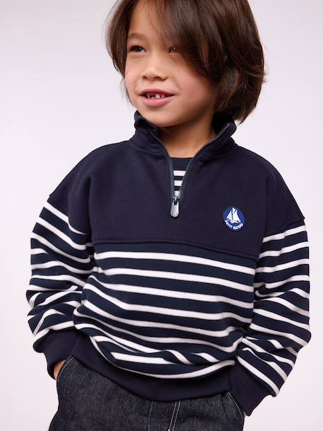 Zip-neck sweatshirt by PETIT BATEAU navy blue - vertbaudet enfant 