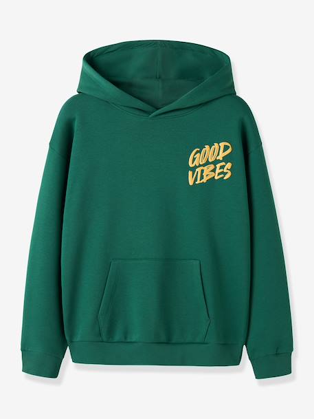Boys Hooded Slogan Sweatshirt Name It deep blue+green - vertbaudet enfant 