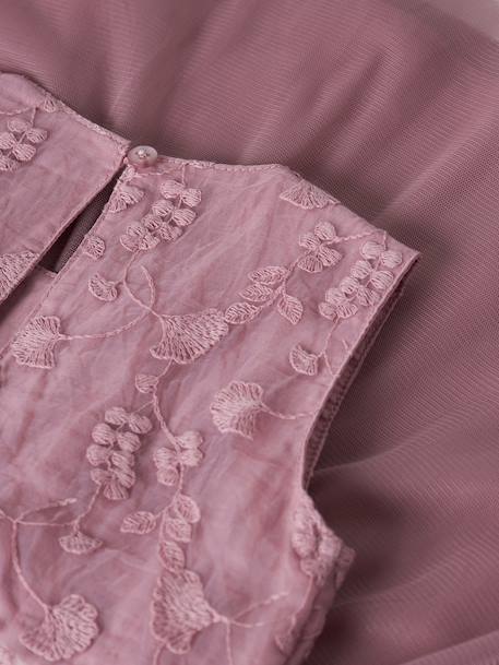 Robe bébé sans manches en tulle avec broderie name it écru+mauve - vertbaudet enfant 
