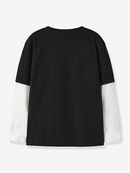 T-shirt manches longues garçon effet superposé name it bleu grisé+noir - vertbaudet enfant 