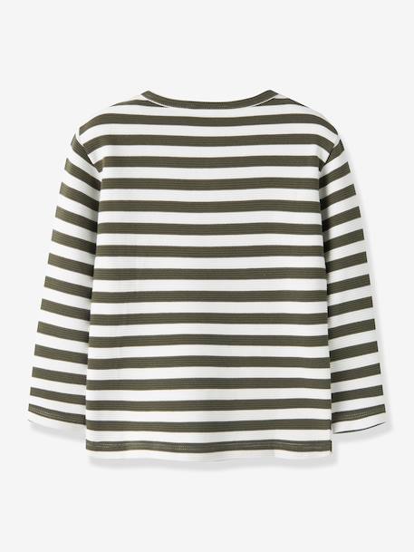 T-shirt rayé garçon à patte de boutonnage name it bleu grisé+olive - vertbaudet enfant 