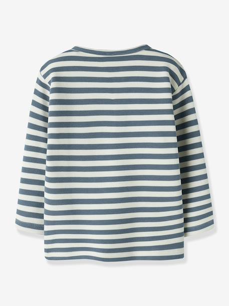T-shirt rayé garçon à patte de boutonnage name it bleu grisé+olive - vertbaudet enfant 