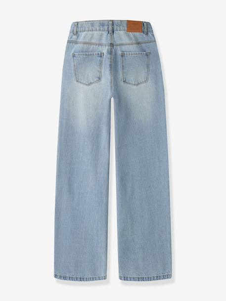 Jean wide leg fille avec surpiqûres strass name it, tour de taille réglable denim bleached - vertbaudet enfant 