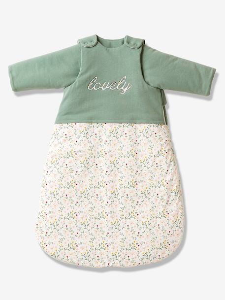 Gigoteuse hiver manches amovibles bi-matière FLEURETTES VERT - vertbaudet enfant 