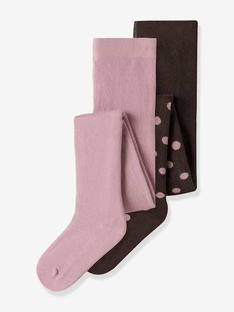 Lot de 2 collants fille name it chocolat - vertbaudet enfant 