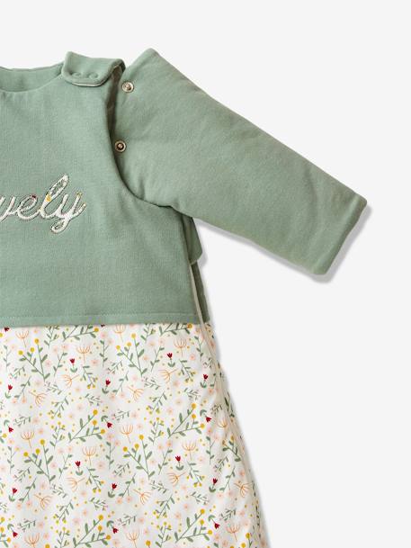 Gigoteuse hiver manches amovibles bi-matière FLEURETTES VERT - vertbaudet enfant 