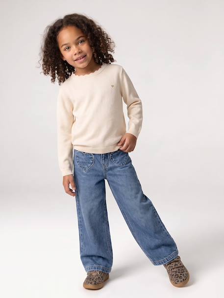 BASICS Jumper for Girls grey green+marl beige+navy blue+raspberry pink - vertbaudet enfant 