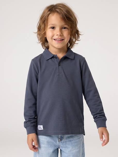 Polo manches longues garçon bleu ardoise - vertbaudet enfant 