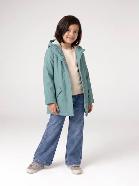 Raincoat with Sherpa Lining for Girls anthracite+green+indigo+mauve+multicoloured - vertbaudet enfant 