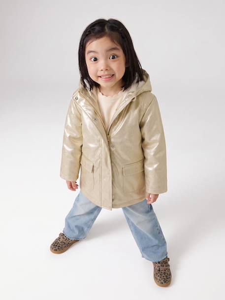 Glittered waxed coat for girls gold - vertbaudet enfant 