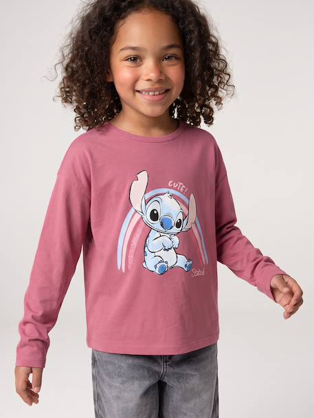 T-shirt manches longues Lilo et Stitch vieux rose - vertbaudet enfant 