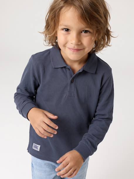 Polo manches longues garçon bleu ardoise - vertbaudet enfant 