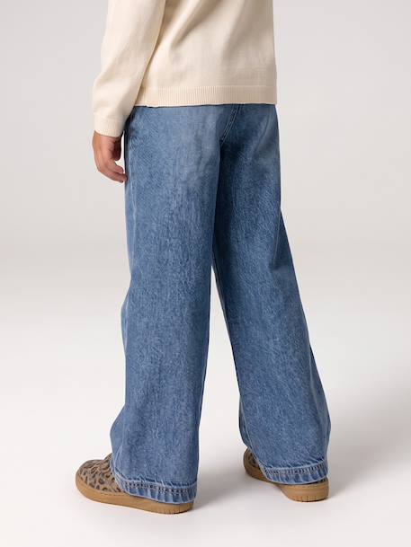 Wide-leg jeans for girls brut denim+medium blue - vertbaudet enfant 