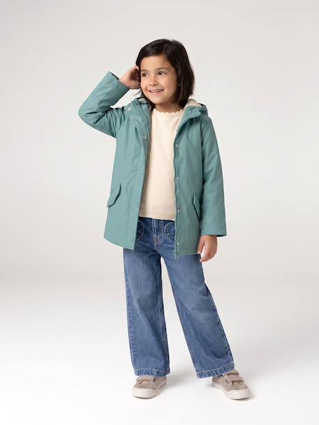 Raincoat with Sherpa Lining for Girls anthracite+green+indigo+mauve+multicoloured - vertbaudet enfant 