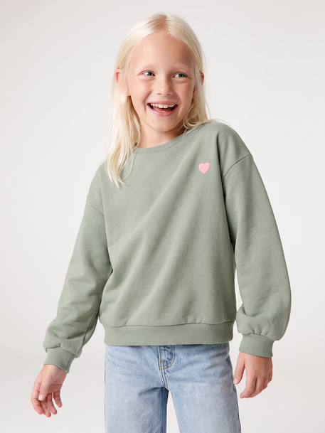 Sweat fille motif imprimé anthracite+corail+sauge+vanille+violine - vertbaudet enfant 