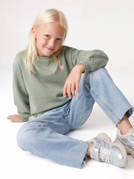 Sweat fille motif imprimé anthracite+corail+sauge+vanille+violine - vertbaudet enfant 