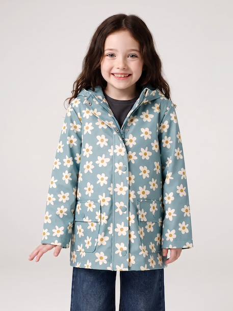 Ciré fille à capuche imprimé marine+multicolore+vanille+vert - vertbaudet enfant 