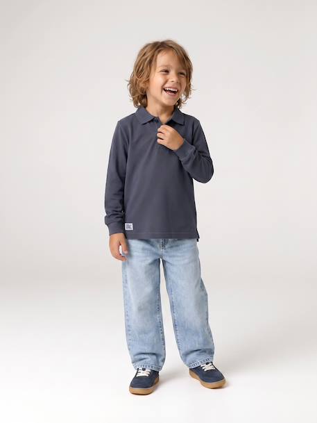 Long-sleeved polo shirts for boys slate blue - vertbaudet enfant 