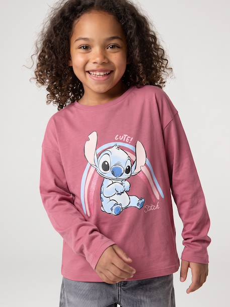 T-shirt manches longues Lilo et Stitch vieux rose - vertbaudet enfant 