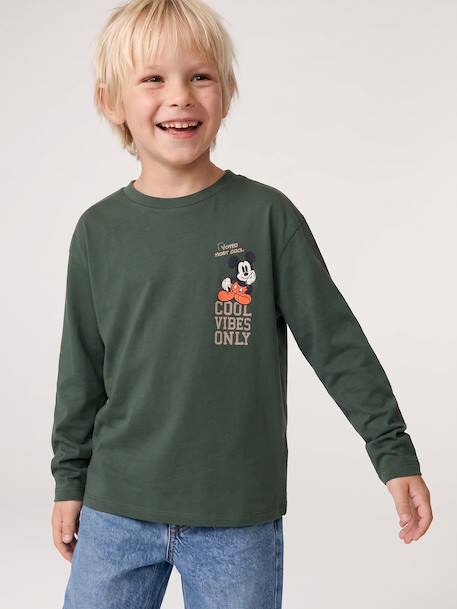 T-shirt manches longues Mickey garçon vert - vertbaudet enfant 