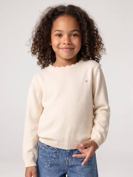 BASICS Jumper for Girls grey green+marl beige+navy blue+raspberry pink - vertbaudet enfant 