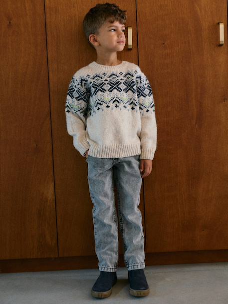 Wide Easy to Slip On Jeans for Boys bleached denim+brut denim+grey+stone - vertbaudet enfant 