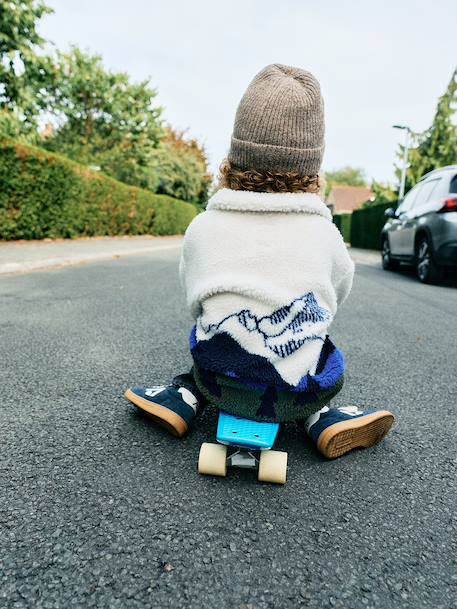 Veste sherpa garçon manches longues zippée écru - vertbaudet enfant 