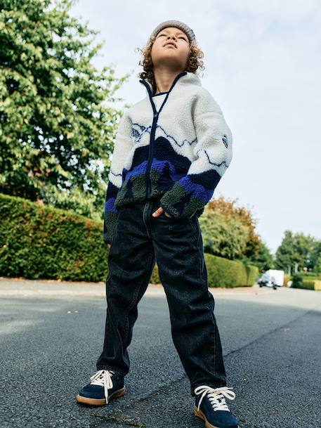 Sherpa jacket with long sleeves and zip fastening for boys ecru - vertbaudet enfant 