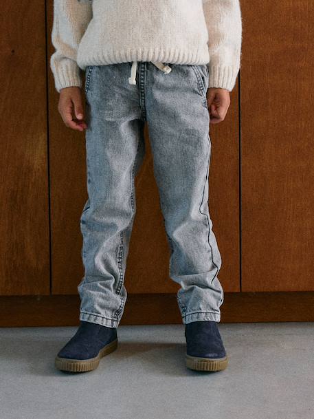 Wide Easy to Slip On Jeans for Boys bleached denim+brut denim+grey+stone - vertbaudet enfant 