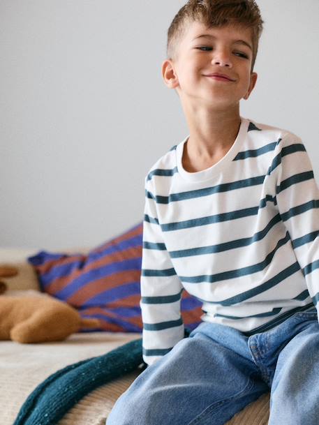 Pack of 3 long-sleeved T-shirts for boys caramel+lilac+rust+sage green - vertbaudet enfant 