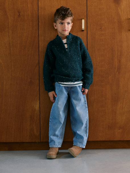 High neck jumper for boys marl blue - vertbaudet enfant 
