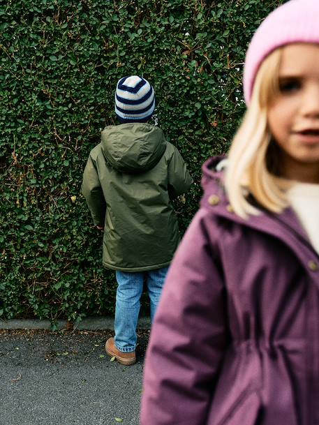 Long hooded windbreaker for boys olive - vertbaudet enfant 