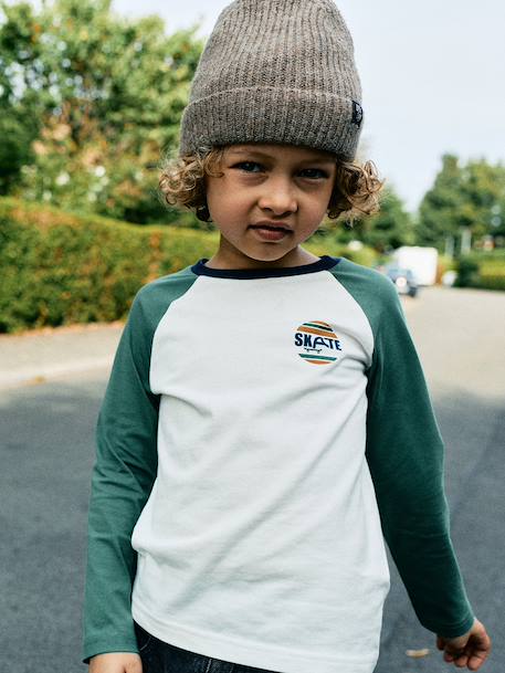 T-shirt manches longues garçon bordeaux+ocre+vert sauge - vertbaudet enfant 