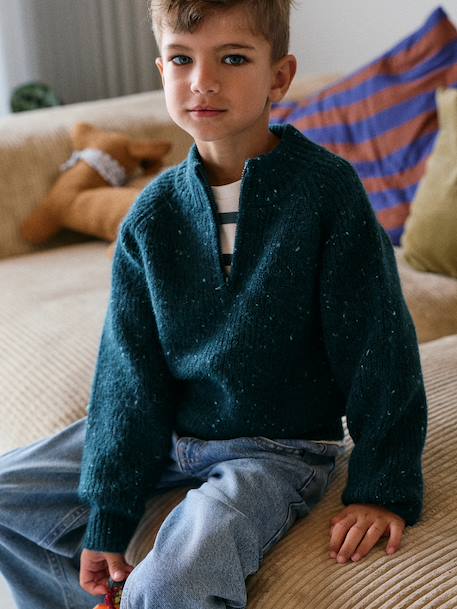 High neck jumper for boys marl blue - vertbaudet enfant 