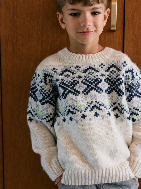 Jumper Jacquard  for boys white - vertbaudet enfant 