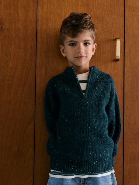 High neck jumper for boys marl blue - vertbaudet enfant 