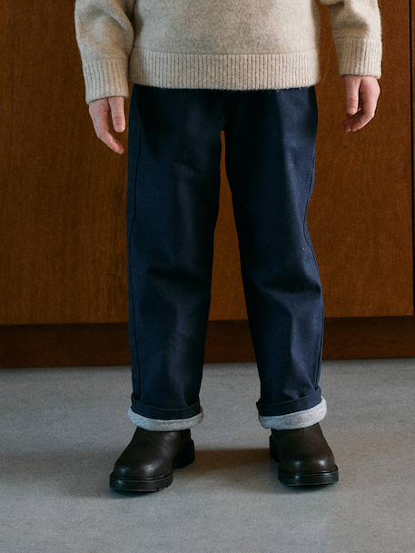 Wide-leg trousers for boys khaki+night blue - vertbaudet enfant 
