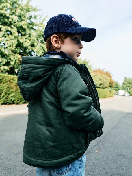 Parka garçon capuche amovible lichen - vertbaudet enfant 