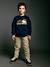 Easy-to-put-on chino-style trousers for boys beige+navy blue - vertbaudet enfant 