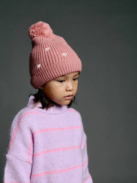 Ensemble fille tricot bonnet, snood et mitaines rose - vertbaudet enfant 