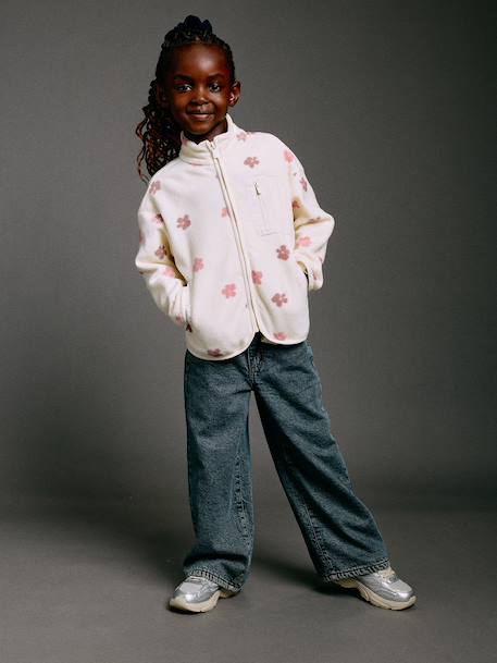 Sweat polaire fille zippé vanille - vertbaudet enfant 