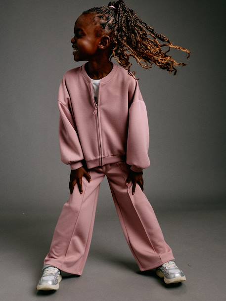 Wide-leg joggers for girls old rose - vertbaudet enfant 