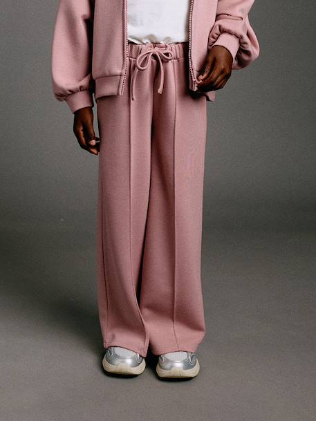 Wide-leg joggers for girls old rose - vertbaudet enfant 