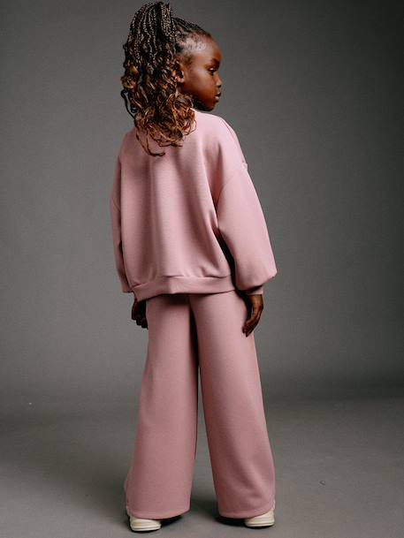 Wide-leg joggers for girls old rose - vertbaudet enfant 