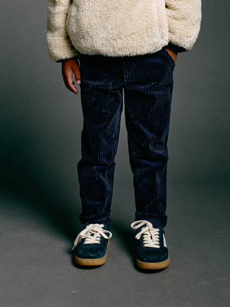 Corduroy Trousers, Easy to Slip On, for Boys beige+navy blue+slate blue - vertbaudet enfant 
